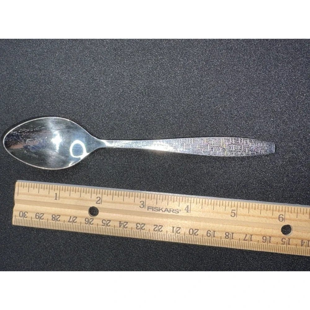 Vintage TWA THC Basket Weave Five Stainless Steel Spoons Korea